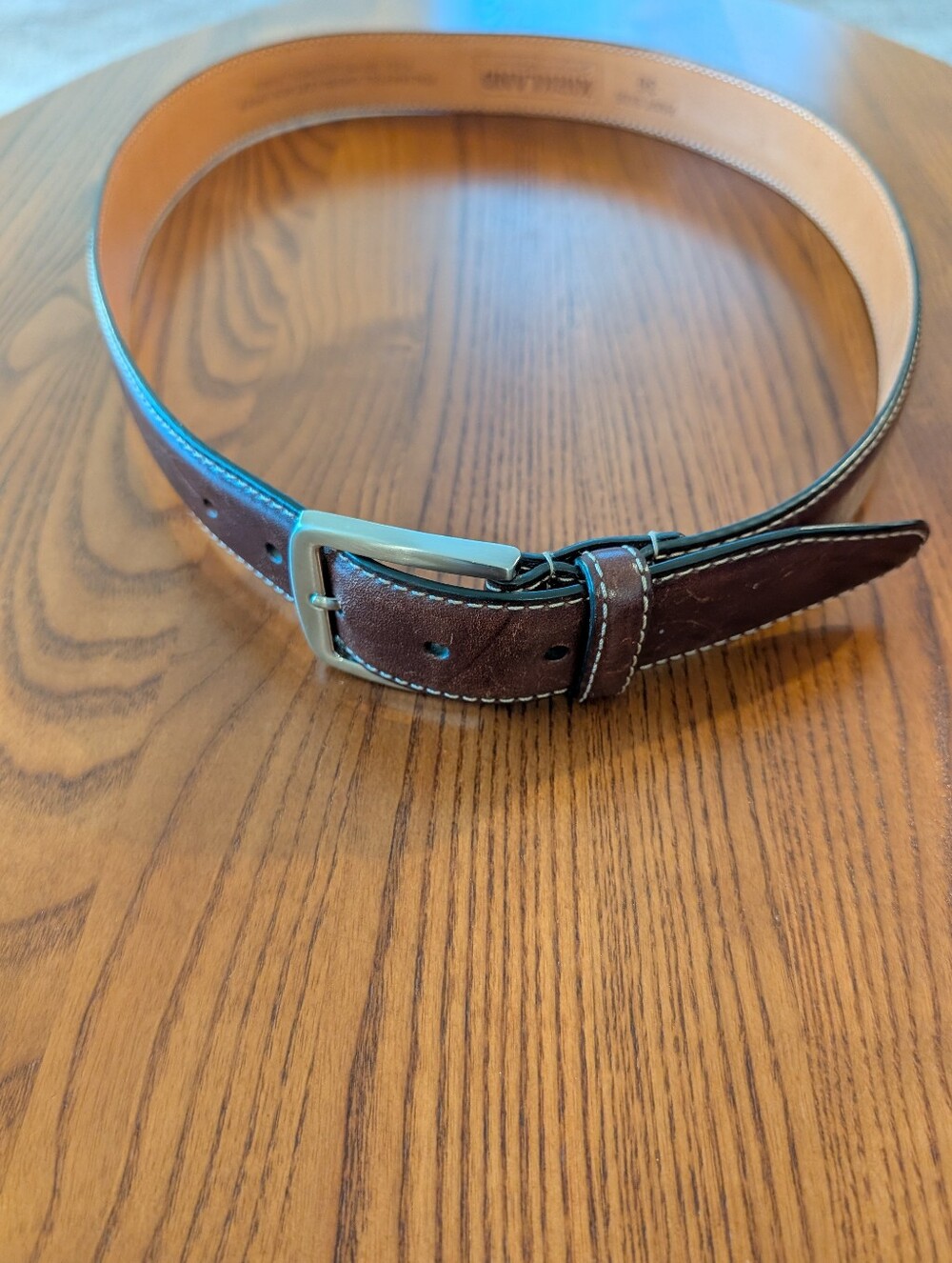 Men's Brown Italian Full Grain Leather Belt, Size 36 Waist